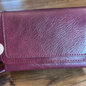 Mia & Luca Women's Leather Wallet Clutch in Deep Burgundy